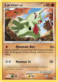 Larvitar z edície Mysterious Treasures, karta č.87