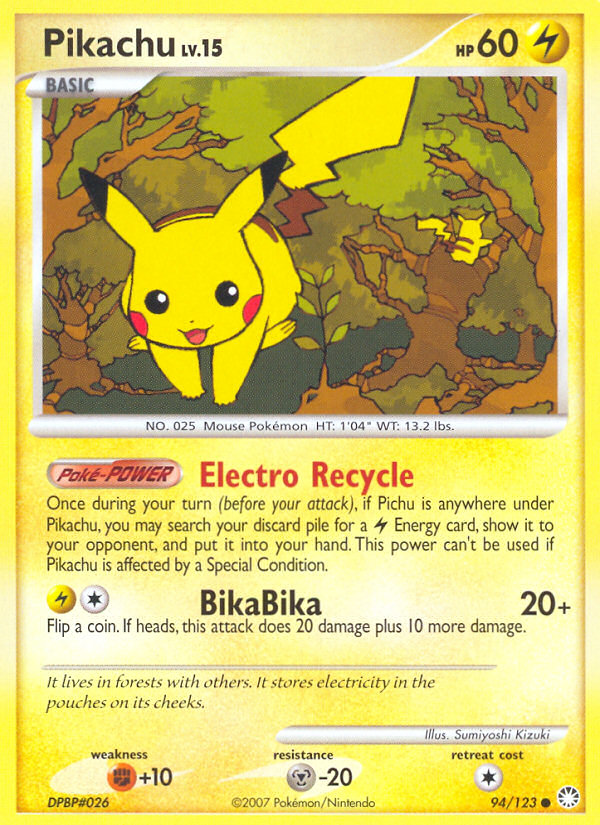 Pikachu z edície Mysterious Treasures, karta č.94