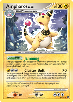 Ampharos z edície Secret Wonders, karta č.1