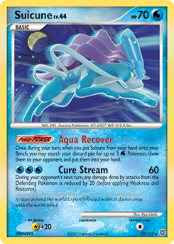 Suicune z edície Secret Wonders, karta č.19