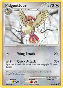 Pidgeotto z edície Secret Wonders, karta č.58