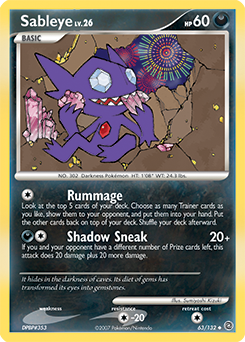 Sableye z edície Secret Wonders, karta č.63