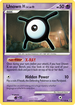 Unown [X] z edície Secret Wonders, karta č.71