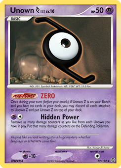 Unown [Z] z edície Secret Wonders, karta č.72
