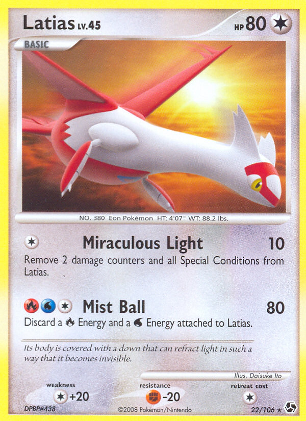 Latias z edície Great Encounters, karta č.22