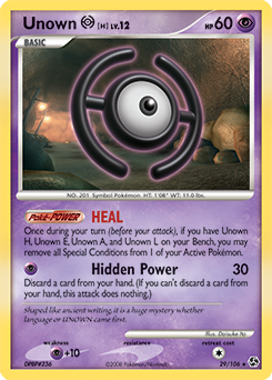Unown [H] z edície Great Encounters, karta č.29