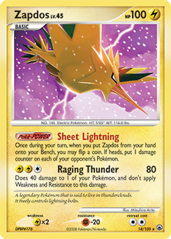 Zapdos z edície Majestic Dawn, karta č.14