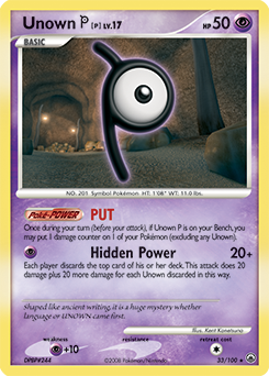 Unown [P] z edície Majestic Dawn, karta č.33