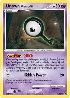 Unown [Q] z edície Majestic Dawn, karta č.49