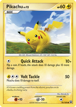 Pikachu z edície Majestic Dawn, karta č.70