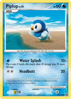 Piplup z edície Majestic Dawn, karta č.71
