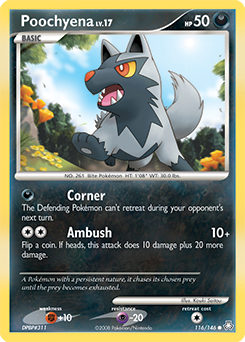 Poochyena z edície Legends Awakened, karta č.116