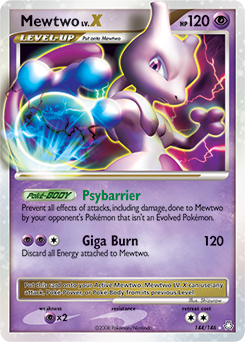 Mewtwo LV.X z edície Legends Awakened, karta č.144