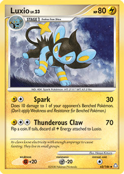 Luxio z edície Legends Awakened, karta č.62