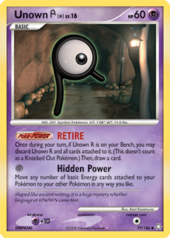Unown [R] z edície Legends Awakened, karta č.77