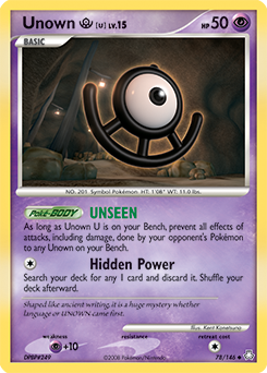 Unown [U] z edície Legends Awakened, karta č.78