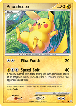 Pikachu z edície Stormfront, karta č.70