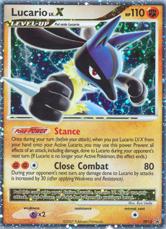 Lucario LV.X z edície DP Black Star Promos, karta č.DP12