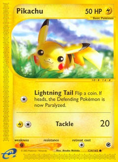 Pikachu z edície Expedition Base Set, karta č.124