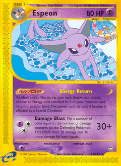 Espeon z edície Aquapolis, karta č.11