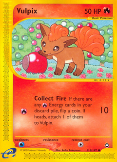 Vulpix z edície Aquapolis, karta č.116
