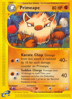 Primeape z edície Aquapolis, karta č.29