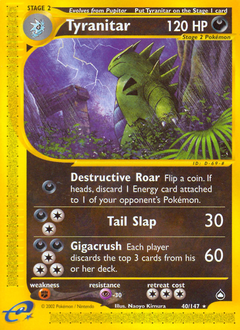 Tyranitar z edície Aquapolis, karta č.40