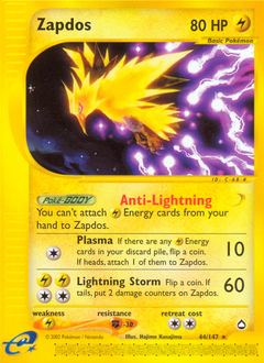 Zapdos z edície Aquapolis, karta č.44