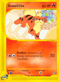 Growlithe z edície Aquapolis, karta č.51
