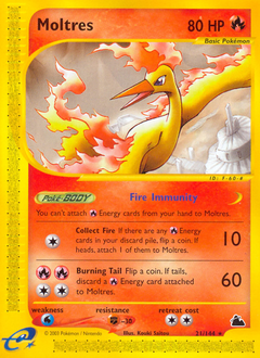 Moltres z edície Skyridge, karta č.21