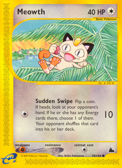 Meowth z edície Skyridge, karta č.78