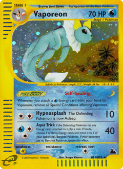 Vaporeon, ukážková karta