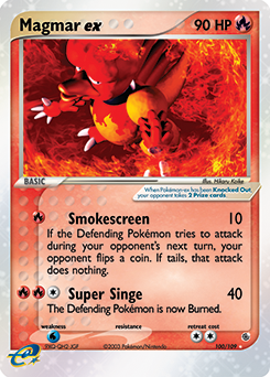 Magmar ex z edície Ruby & Sapphire, karta č.100