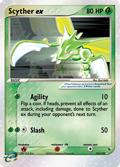 Scyther ex z edície Ruby & Sapphire, karta č.102