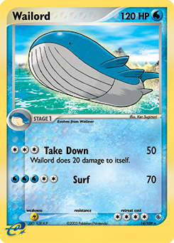 Wailord z edície Ruby & Sapphire, karta č.14