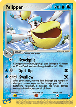 Pelipper z edície Ruby & Sapphire, karta č.19