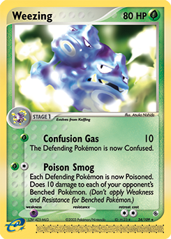 Weezing z edície Ruby & Sapphire, karta č.24