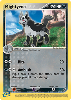 Mightyena z edície Ruby & Sapphire, karta č.42
