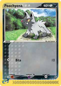 Poochyena z edície Ruby & Sapphire, karta č.63