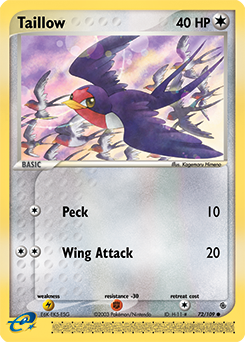 Taillow z edície Ruby & Sapphire, karta č.72