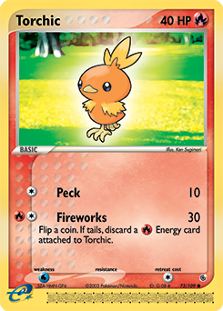Torchic z edície Ruby & Sapphire, karta č.73