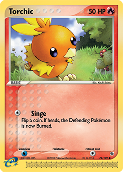 Torchic z edície Ruby & Sapphire, karta č.74