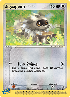 Zigzagoon z edície Ruby & Sapphire, karta č.79