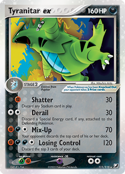 Tyranitar ex z edície Unseen Forces, karta č.111