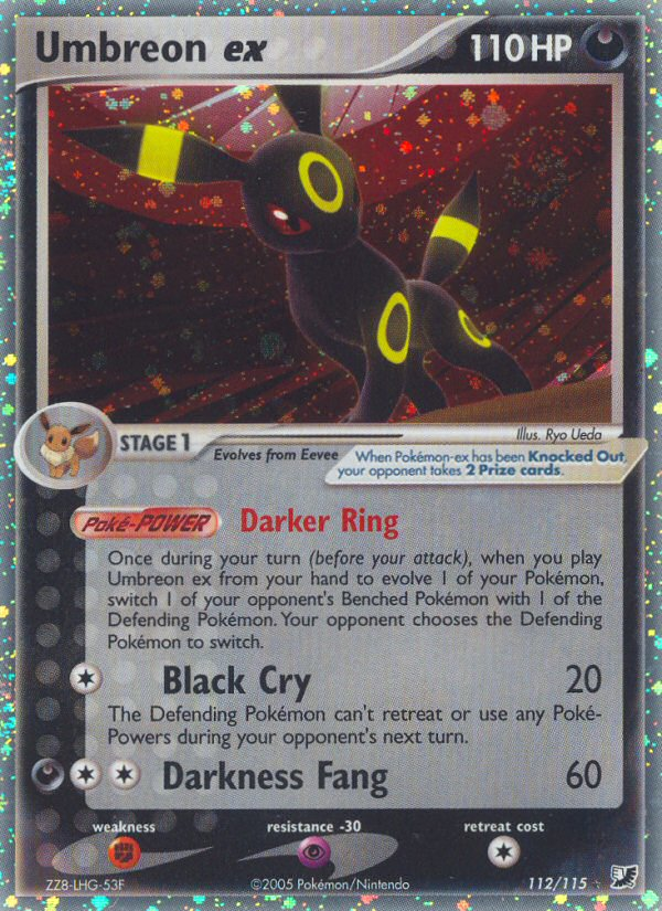 Umbreon ex z edície Unseen Forces, karta č.112