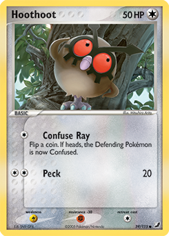 Hoothoot z edície Unseen Forces, karta č.59