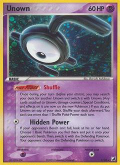 Unown z edície Unseen Forces, karta č.E