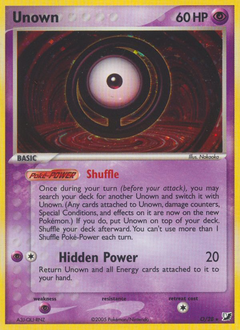 Unown z edície Unseen Forces, karta č.O