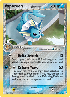 Vaporeon δ z edície Delta Species, karta č.18