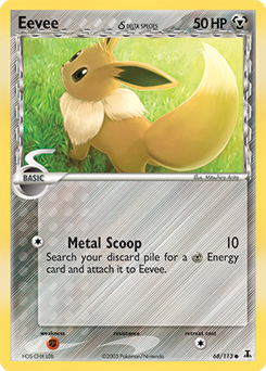 Eevee δ z edície Delta Species, karta č.68